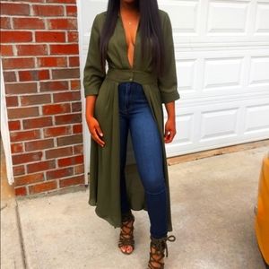 Olive Green Long Shirt/cardigan